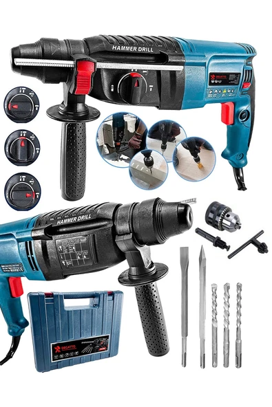 DEGATTO Alman 5000 Watt Kırıcı Delici Sjs Çelik Dişli Şanzuman Bakır Sargılı Özel Seri Darbeli Kırıcı Matkap ürün görseli 1