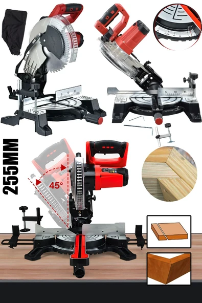 STAXX POWER Staxx Premio Isınmaz Motor 255mm Hassas Kesim Açılı Gönye Kesme Makinesi 3500W ürün görseli 1