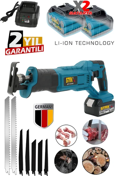 STAXX POWER Kömürsüz Motor Yüksek 388VF 10Ah Çift Akülü Şarjlı Tilki Kuyruğu Testere Ahşap Metal ürün görseli 1