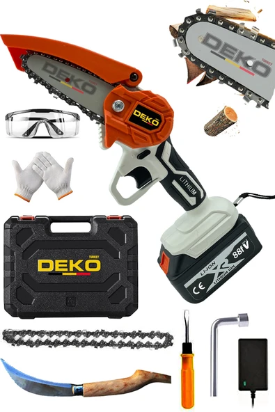 DEKO TURKEY 88v 10ah 2x Çift Akülü Çantalı Şarjlı Dal Kesme Budama Bıçkı Testeresi + Fındık Çakısı Hediyeli Set ürün görseli 1