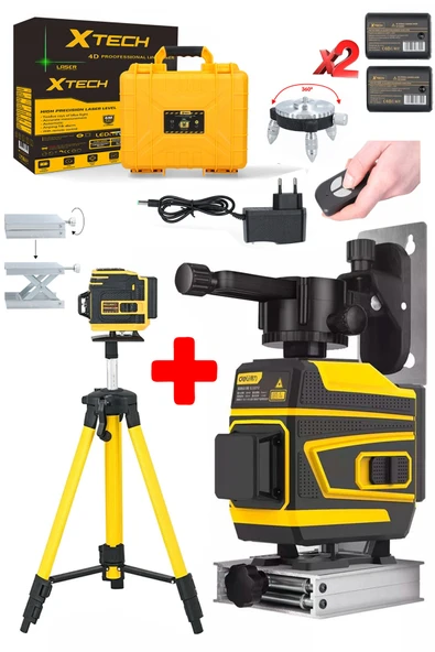 STAXX POWER XTECH 12 Köşe 360 Derece Yatay Dikey Çapraz Çizgi Kumandalı Ve Çantalı Lazer Metre Hizalama + Tripot ürün görseli 1