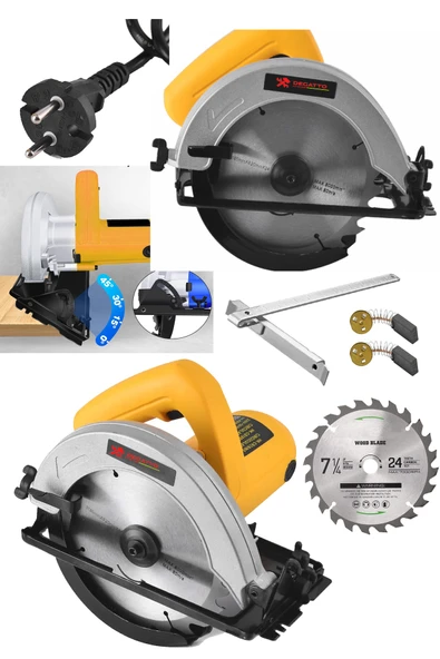 DEGATTO Alman Bakir Sargılı Motor Koruma Metal Dişli Şanzuman Sunta Kesme Daire Testere Makinesi 185mm 5000W ürün görseli 1