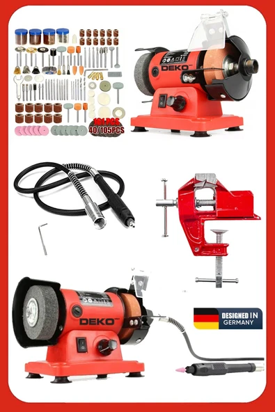 DEKO TURKEY DK500W 500W Devir Ayarlı Çark Motoru Dremel Zımpara Bileme Gravür Oyma parlatma Taşlama Seti+Mengene ürün görseli 1