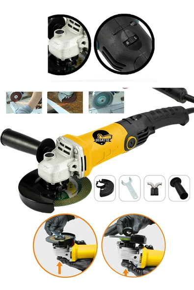 DEGATTO Alman Bakır Sargılı 4500W Devir Ayarlı Uzun Kuyruklu Taşlama Spiral Makinesi 125mm 2 Adet Taş Hediye ürün görseli 1