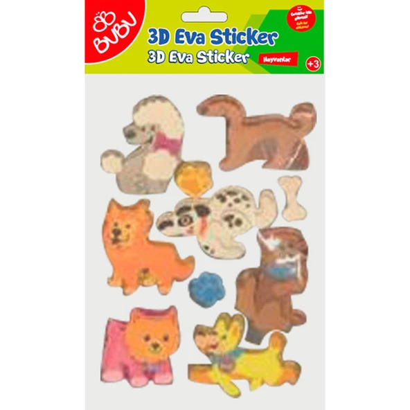 Bu-Bu 3D Eva Simli Sticker Karışık Hayvanlar Bubu-Sts045 ürün görseli 1