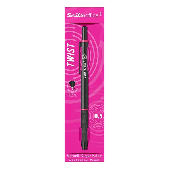 Scrikss Twist Versatil Kalem (Mekanik Kurşun Kalem) 0.5 Mm Pembe Şeffaf Ambalaj T00STCC5TWS23A ürün görseli 1