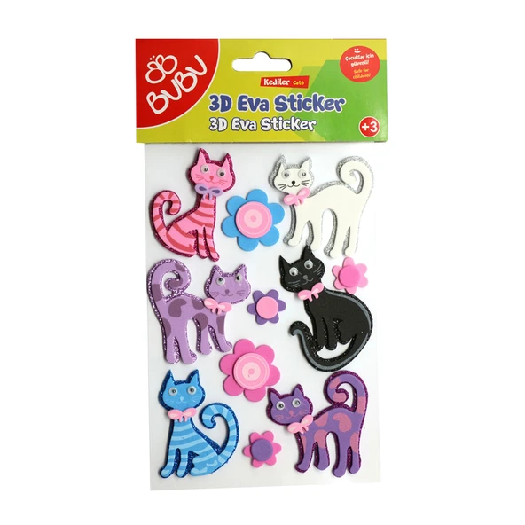 Bu-Bu 3D Eva Sticker Karışık Hayvanlar Bubu-Sts040 ürün görseli 1