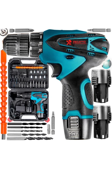 DEGATTO Germany X2 58 V 6 Ah Otomatik Korumalı Metal Şanzuman Çift Akülü Şarjlı Matkap 27 Parça Set Hediyeli ürün görseli 1