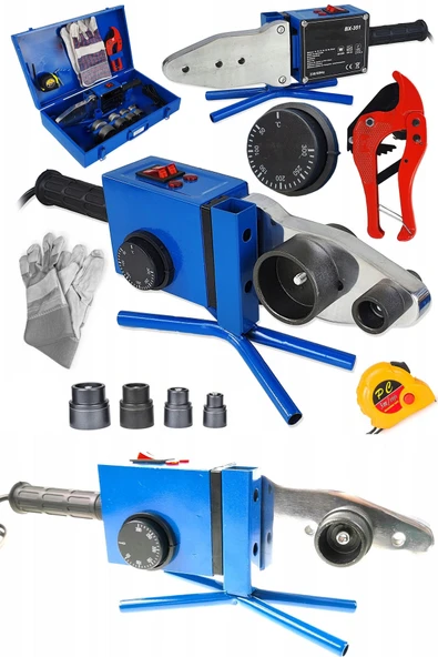STAXX POWER 2000Watt Çift Rezidanslı Hava Soğutmalı Isı Ayarlı PPRC Plastik Boru Kaynak Makinesi + Makas Metre ürün görseli 1