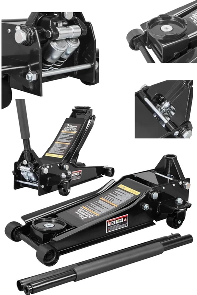 STAXX POWER Hidrolik Ağır Hizmet Tipi Alçak Şase 3 Ton Kapasiteli Güçlendirilmiş Çift Piston Garaj Krikosu  47cm ürün görseli 1