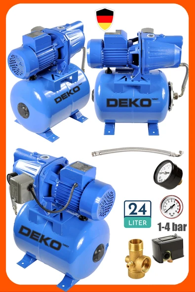 DEKO TURKEY Yüksek Basınçlı 1.5 HP Jet Hidrofor | 24 Lt Tank | Otomatik Hidrofor | Ev – Villa – Bahçe ürün görseli 1