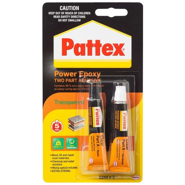 Pattex Süper Yapıştırıcı Pow Epoxy Lig. Clear 2X11ML Güçlü Metal Yapıştırıcı 1992012 ürün görseli 1