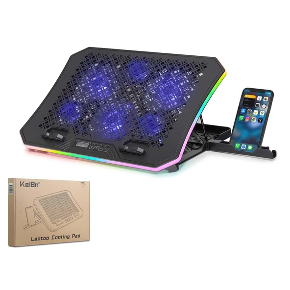 Hadron Dcxaa8 Notebook Soğutucu 6-Fan + Telefon Standı 14-18 Rgb Siyah ürün görseli 1