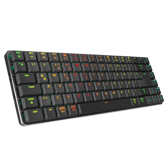 Rampage W-Granite Siyah-Gri Low Profile Blue Switch Mekanik Gaming Oyuncu Klavye Q Rgb 2,4 Ghz+ Bt ürün görseli 1