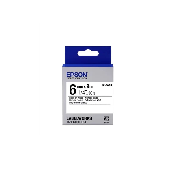 Epson Lk-2Wbn Standart Beyaz Üzeri Siyah 6Mm 9Metre Etiket ürün görseli 1