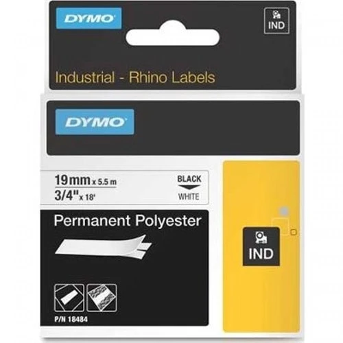 Dymo Rhinopro Sabitpolyster Şerit 19Mm X 5.5 Metre Beyaz / Siyah 18484 ürün görseli 1