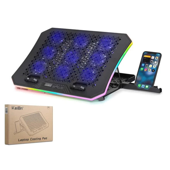 Hadron Dcxa19 Notebook Soğutucu 9-Fan + Telefon Standı 14-18 Rgb Siyah ürün görseli 1