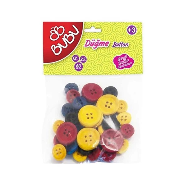 Bu-Bu Düğme 1.2 Cm 2.5 Cm 60 Lı Renkli hs0007 ürün görseli 1