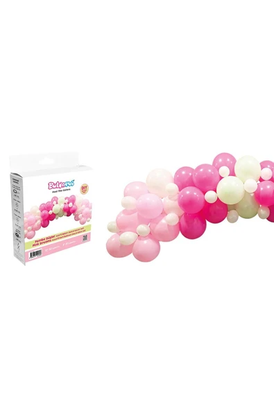 Balonevi Pembe Düşler Asorti Balon Dekorasyon Seti (70 Li Paket) ürün görseli 1