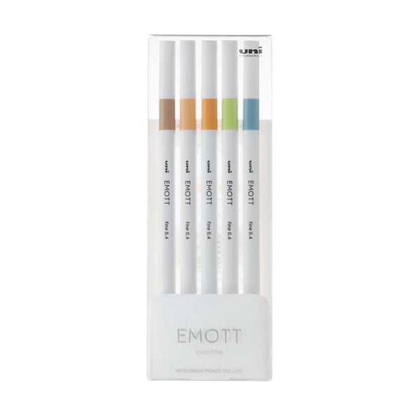 Uni-Ball Akrilik Uçlu Keçeli Kalem Emott 0.4 Mm Fine 5 Renk Doğa PEM-SY/5C.06 ürün görseli 1