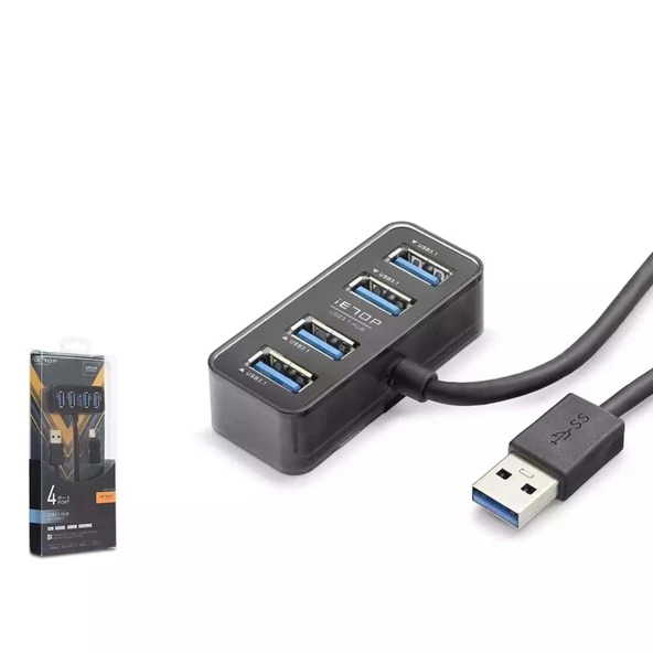 Hadron Hdx7055 İetop Usb Hub 5Gbps 4X Usb-A 3.1 2İn1 Usb-A-Type-C Girişli 4 Port Çoklayıcı Siyah ürün görseli 1