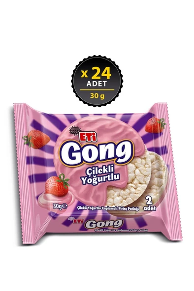 Eti Gong Çilekli Yoğurtlu Kaplamalı Pirinç Patlağı 30 g x 24 Adet ürün görseli 1