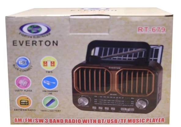 Everton Rt-679 Bluetooth-Usb-Sd-Fm Şarjlı Solarlı Nostaljik Radyo ürün görseli 1