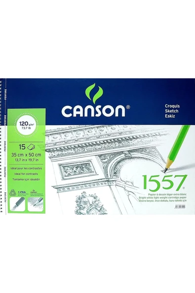Canson Spiralli Resim ve Çizim Blok Resim Defteri 15 Yaprak 120 Gram 35X50Cm 1557 ürün görseli 1