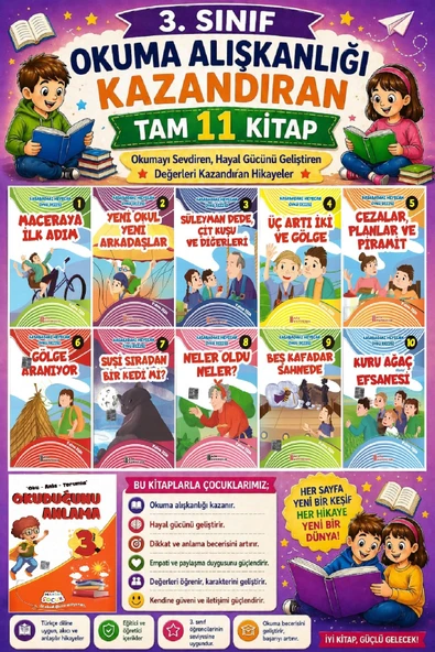 3. Sınıf Okuma Alışkanlığı Kazandıran Okumayı Sevdiren Tam 11 Kitap -13 ürün görseli 1