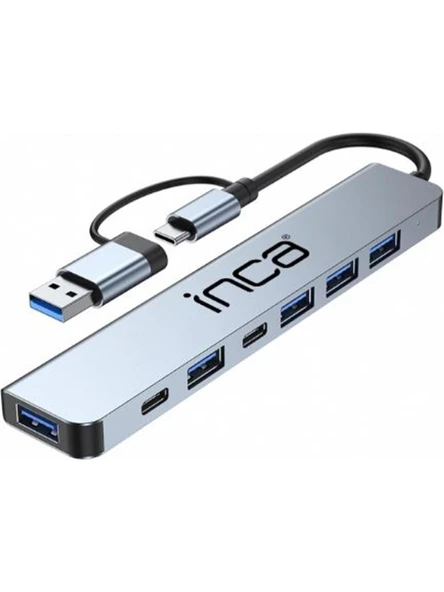 Inca İutp-7T Usb+Type-C Girişli Usb 3.0+4X Usb 2.0 Type-C 5V 2X Type-C 100W Çoklayıcı ürün görseli 1