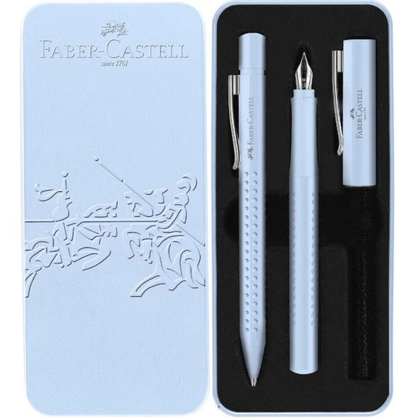 Faber-Castell Grip 2011 Hediye Seti Dolma Kalem + Tükenmez Kalem Gök Mavisi ürün görseli 1