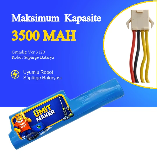 Grundig Vcr 3129 Robot Süpürge Bataryası 3500 Mah 10.8 V Batarya - Orijinal Uyumlu Uzun Ömürlü, Yüksek Performans Pil ürün görseli 1