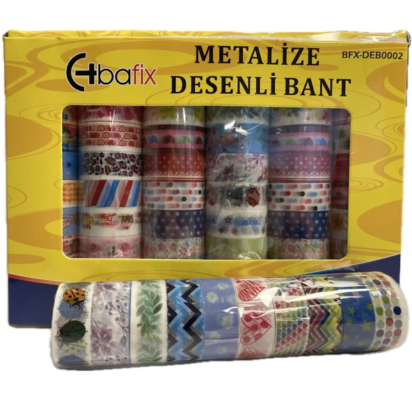Bafix Desenli Bant Metalize 15 Mm X 5 Metr Bfx-Deb0002 (60 Lı Paket) ürün görseli 1