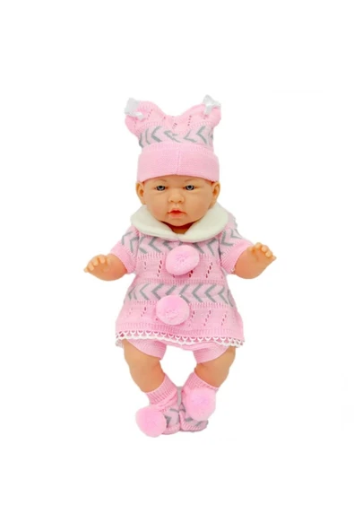 Galtoys Oyuncak Azra Bebek Newborn Pembe-Gri Triko Elbiseli GLT1127-A ürün görseli 1