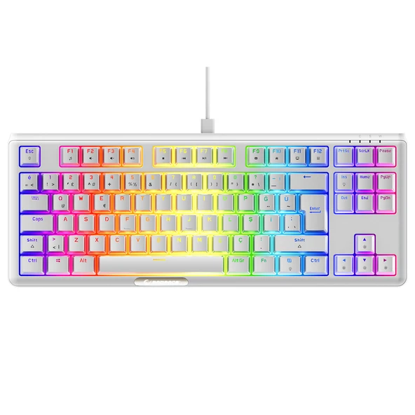 Rampage Claw Beyaz Red Switch Mekanik Gaming Oyuncu Kablolu Klavye Rainbow Tkl ürün görseli 1