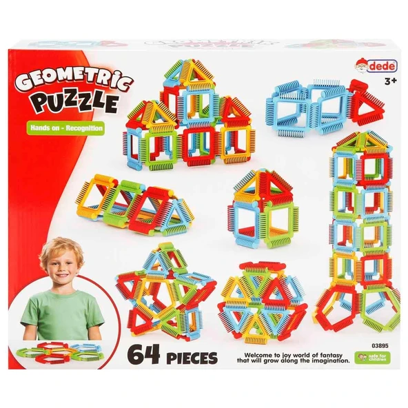 Dede Oyuncak Geometrik Puzzle Lego 64 Parça 03895 ürün görseli 1
