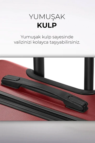 Polo&Sky Spring Model Vişne Renk Orta Boy Valiz Bavul - Resim 4