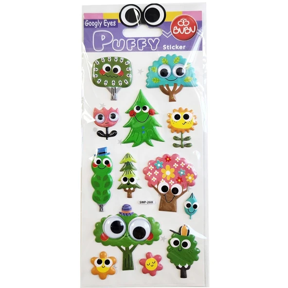 Bu-Bu Googly Eyes Puffy Sticker Ağaçlar 9x21 SWP-2606 ürün görseli 1