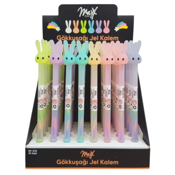 Maxx Jel Tükenmez Kalem Gökkuşağ Tavşanlı (40 Lı Paket) Gp-1215 ürün görseli 1