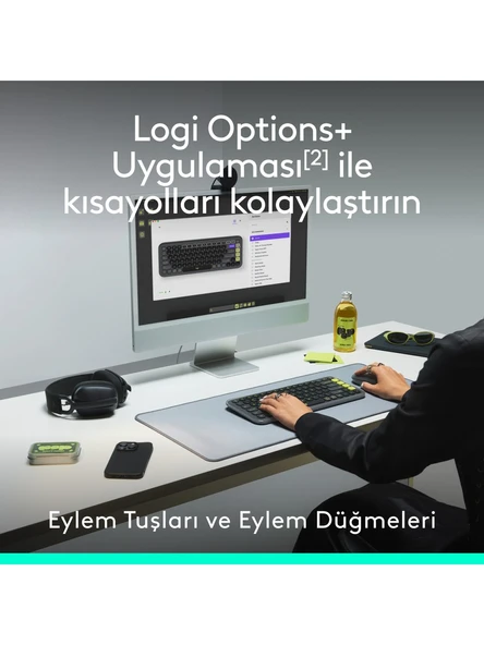 Logitech Pop İcon Combo 920-013075 Gri Kablosuz Klavye Mouse Seti - Resim 3