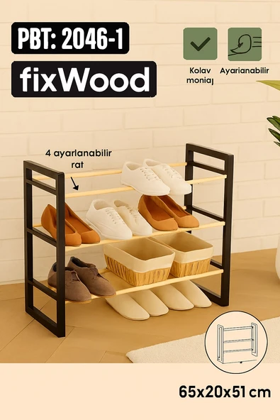 Fixwood Ahşap Ayakkabılık 65x51x20 ürün görseli 1
