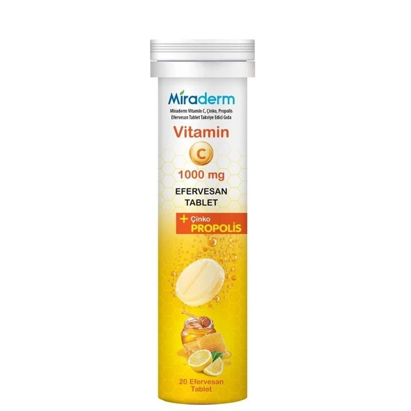 Miraderm Propolis Vitamin C Çinko 20 Efervesan Tablet ürün görseli 1