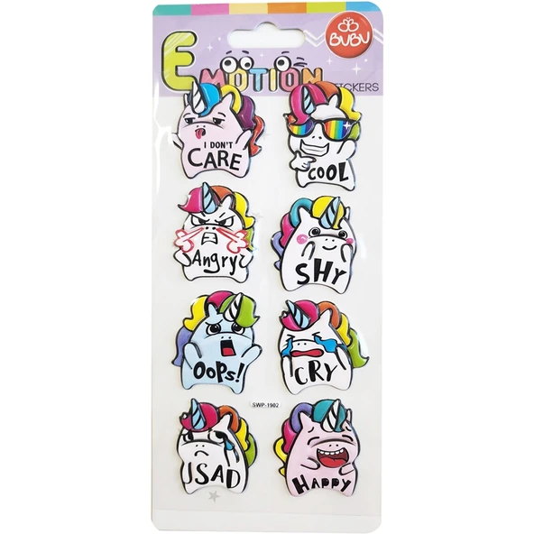Bu-Bu Emotions Puffy Sticker Unicorn - Message 9x21 SWP-1902 ürün görseli 1
