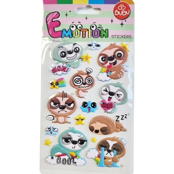 Bu-Bu Emotions Puffy Sticker Tembel Hayvan 10,9x20,5 SWP-2703 ürün görseli 1