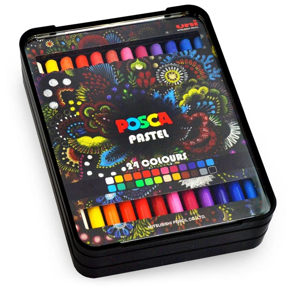 Uni-Ball Posca Pastel Markör Boya Kalemi 24 Renk Kalem Kutu Set KPA-100/24C ürün görseli 1