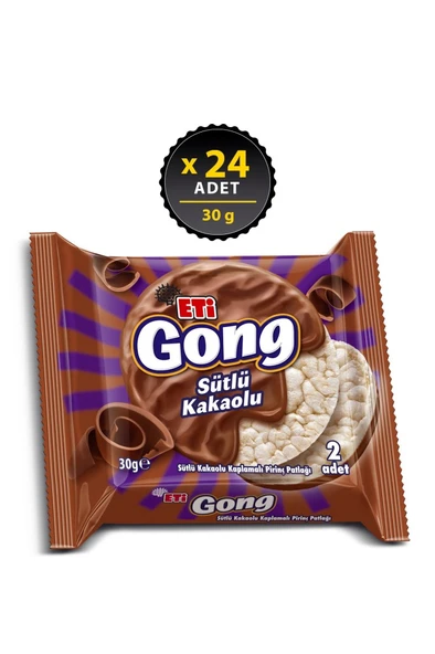 Eti Gong Sütlü Çikolata Kaplamalı Pirinç Patlağı 30 g x 24 Adet ürün görseli 1