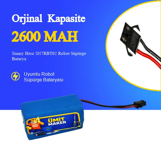 Sunny Hero SN7RBT02 Robot Süpürge Bataryası 2600 Mah 14.4 V Batarya - Orijinal Uyumlu Uzun Ömürlü, Yüksek Performans Pil ürün görseli 1