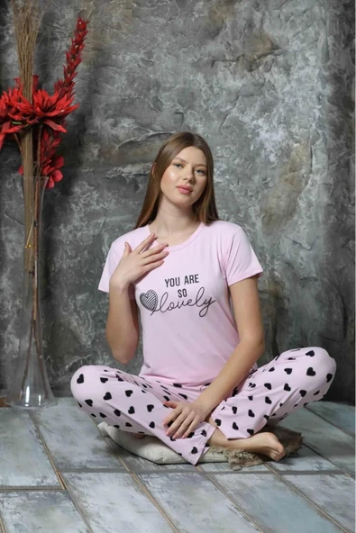 Charme Kadın Milan Bisiklet Yaka Kısa Kol Pijama Takımı K300/514- 1 Adet  XL Pembe ürün görseli 1
