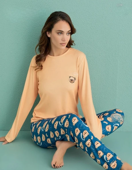 Mihra Kadın Bisiklet Yaka TERMAL Pijama Takımı 14101/9 - 1 Adet  XL Turuncu ürün görseli 1