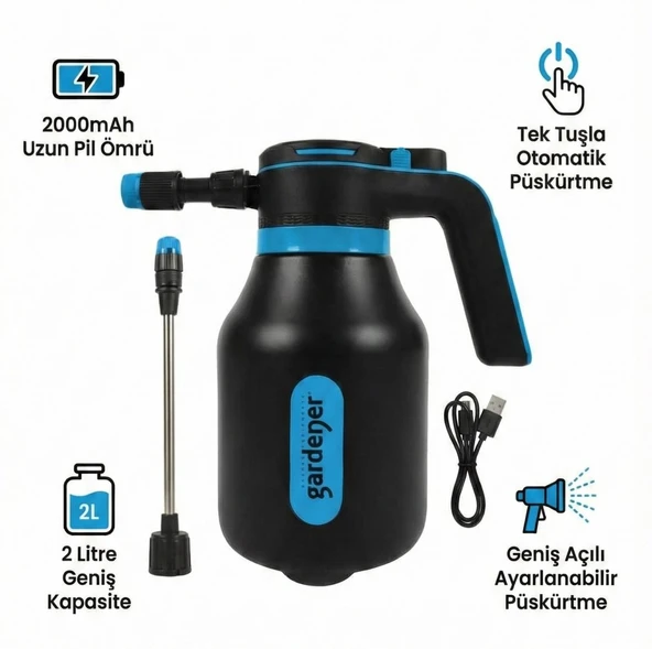 Gardener 165512 Şarjlı Bataryalı Otomatik İlaçlama ve Sulama Pompası 2 Lt ürün görseli 1
